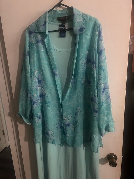 Design & Co. Dresses & Skirts - T-Shirt Dress with Sheer Aqua Long Sleeve Shirt